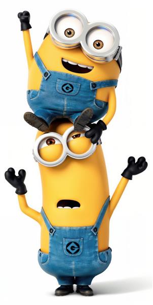 طرح فانتزی دو مینیون بامزه در حال بالا رفتن برای چاپ روی ماگ و کوسن