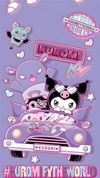 طرح کارتونی کورومی و دوستانش در ماشین برای چاپ روی کوسن و روتختی