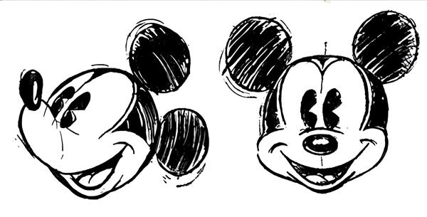 طرح اسکچ میکی ماوس با قلم سیاه برای چاپ روی تیشرت و پارچه