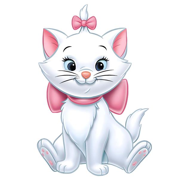 عکس گربه ماری اشرافی دیزنی با پاپیون صورتی برای چاپ روی ماگ و کوسن