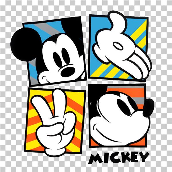 طرح میکی ماوس پاپ آرت چند تکه برای چاپ روی تی‌شرت و تابلو دکوراتیو