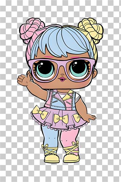 تصویر عروسک LOL Surprise با عینک و موی رنگی برای پوستر دیواری کودک