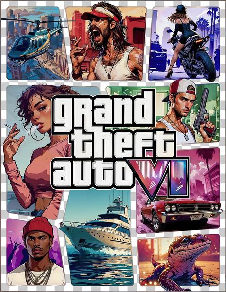 عکس جلد تلفیقی شخصیت‌های جی تی ای ۶ خیالی برای پوستر دیواری