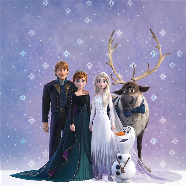 طرح پوستر دیواری شخصیت‌های فروزن (السا، آنا و اولاف) برای اتاق نوجوان