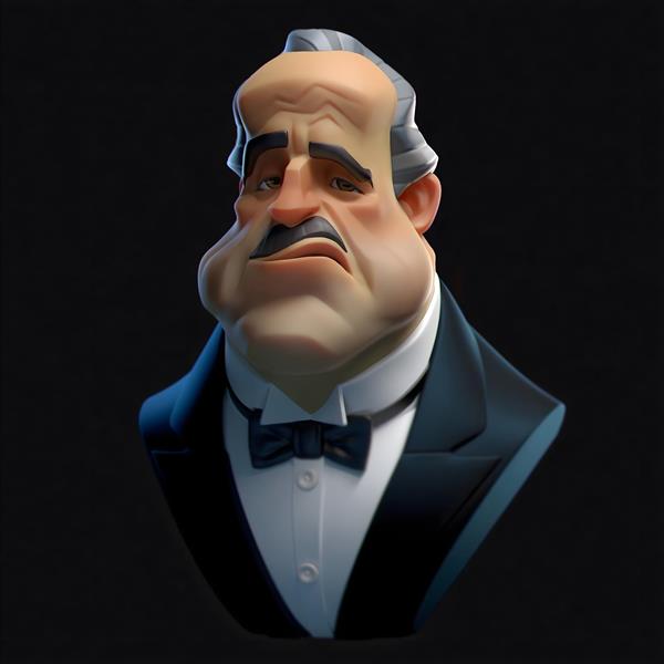 طرح کاریکاتور شخصیت دون کورلئونه (پدرخوانده) برای تابلو تزیینی