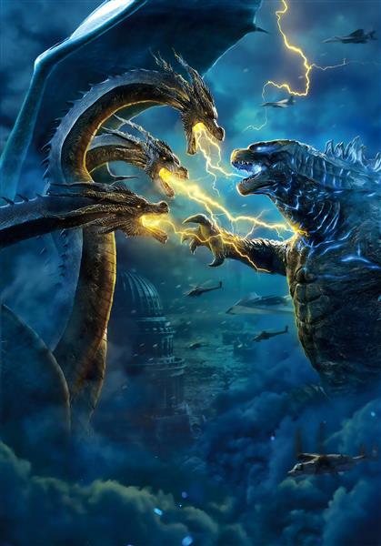 عکس گودزیلا در برابر کینگ گیدورا خیالی برای پوستر دیواری