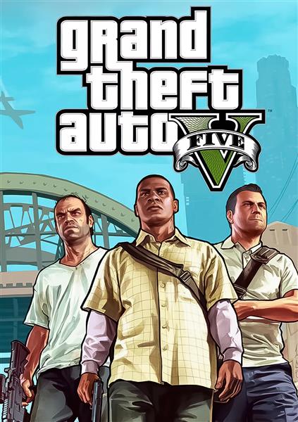 عکس جلد بازی جی تی ای ۵ با سه شخصیت اصلی برای پوستر دیواری