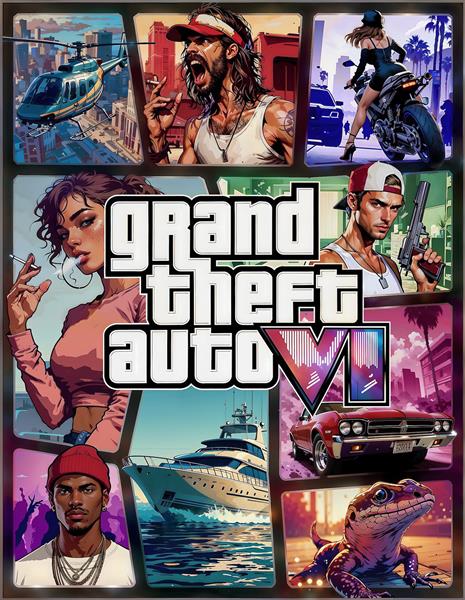 عکس جلد تلفیقی شخصیت‌های جی تی ای ۶ خیالی برای پوستر بازی