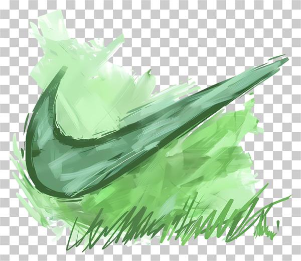 طرح لوگوی نایکی مدل آبرنگی با تم سبز برای چاپ روی کوسن و پرده