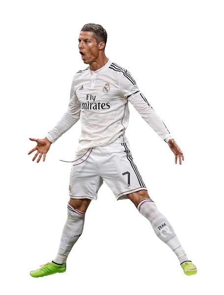 تصویر کامل رونالدو با لباس رئال مادرید و شادی گل برای تابلو دکوراتیو