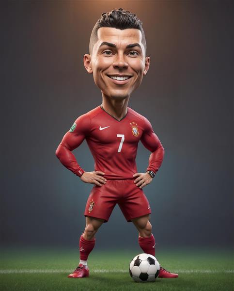 فیگور کارتونی رونالدو با لباس پرتغال برای تابلو دکوراتیو ورزشی