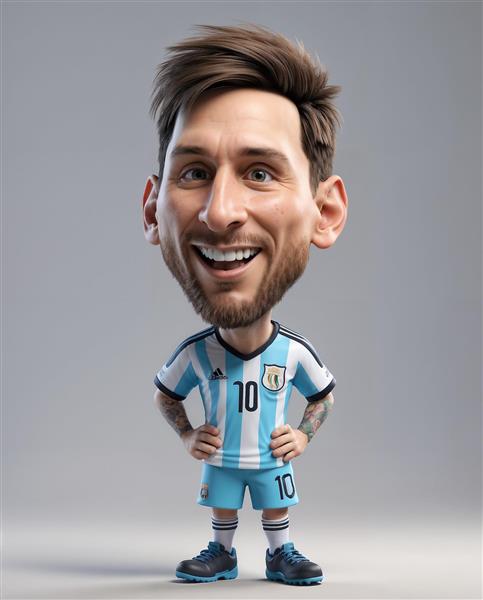 فیگور کارتونی مسی با لباس آرژانتین برای پوستر دیواری اتاق کودک