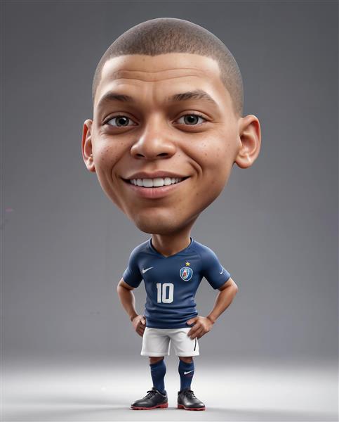 فیگور کارتونی امباپه با لباس فرانسه برای دکوراسیون اتاق نوجوان