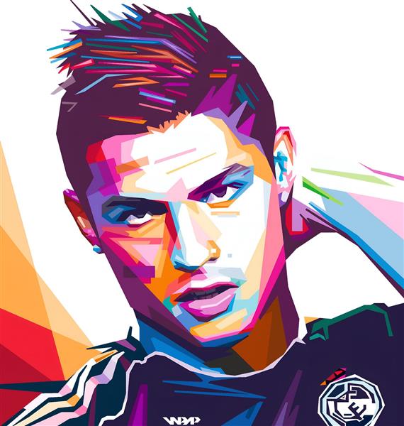 پرتره رونالدو مدل پاپ آرت برای چاپ روی ماگ و کوسن