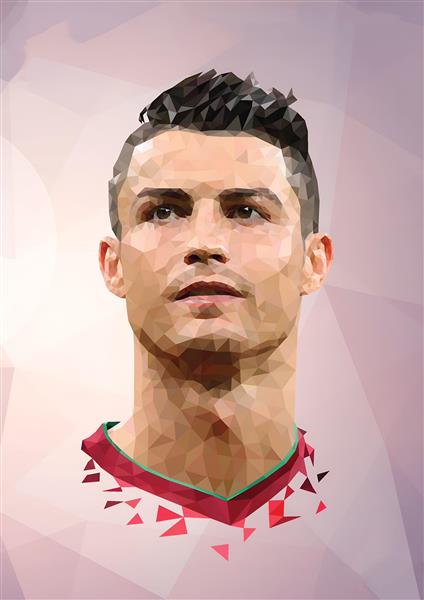طرح پرتره رونالدو مدل لو پولیگونال برای تابلو دکوراتیو مدرن