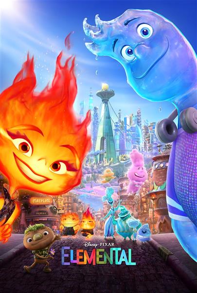 پوستر انیمیشن المنتال دیزنی و پیکسار با شخصیت‌های آتش و آب