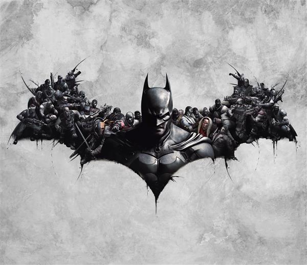 طرح آرم بتمن ساخته شده از شخصیت‌ها سبک گوتیک برای تابلوی دکوراتیو