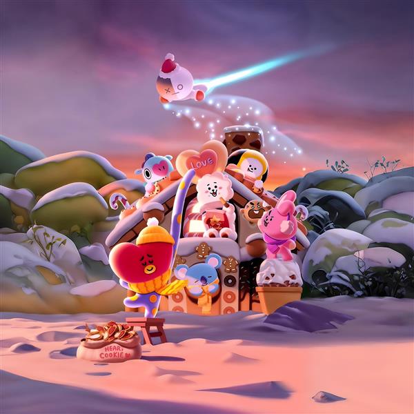 طرح شخصیت‌های بی تی ۲۱ (BT21) با تم زمستانی برای چاپ روی ماگ و کوسن