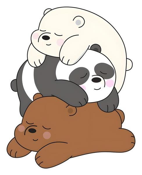 طرح خرس‌های کله‌پوک کارتونی در حال خواب فانتزی برای پوستر دیواری کودک