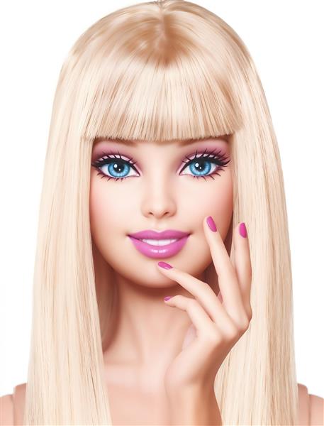 عکس صورت عروسک باربی با موهای بلوند برای چاپ روی ماگ و قاب گوشی