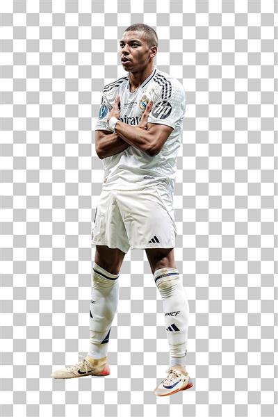 تصویر امباپه بازیکن رئال مادرید با لباس سفید برای تابلو دکوراتیو