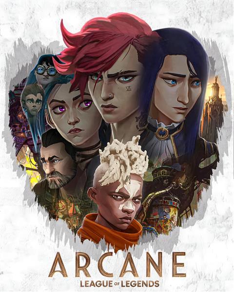 پوستر گروهی شخصیت‌های آرکین با سبک نقاشی آبرنگ برای تابلو