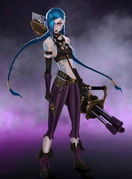 طرح کامل جینکس آرکین با اسلحه فیشبونز برای پوستر اتاق گیمینگ