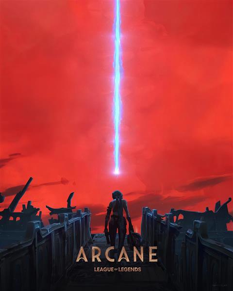 طرح کامل جینکس آرکین با اسلحه فیشبونز برای پوستر اتاق گیمینگ