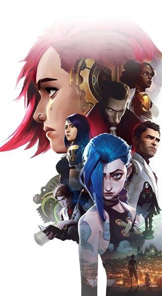 پوستر عمودی مجموعه کاراکترهای آرکین با پس‌زمینه سفید برای دکوراسیون