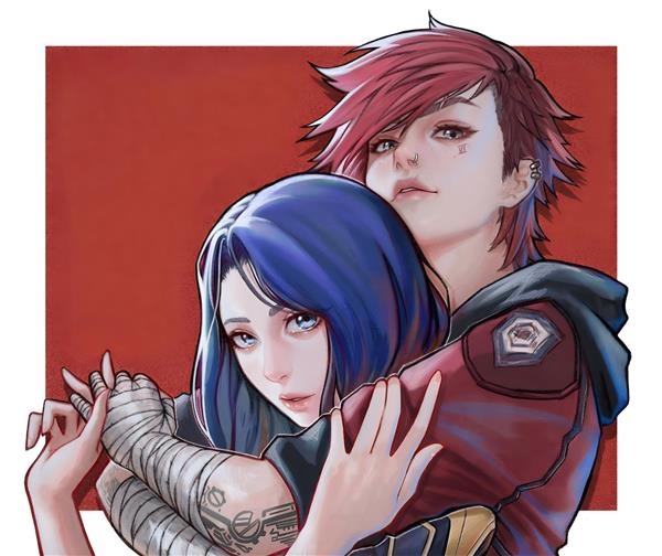 طرح هنری و عاشقانه کیتلین و وای آرکین در آغوش هم برای کوسن