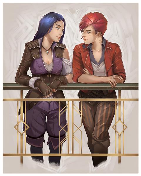 طرح فانتزی و عاشقانه کیتلین و وای آرکین روی بالکن برای تابلو