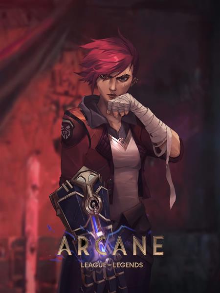 عکس وای آرکین با دستکش‌ قدرت و پس‌زمینه قرمز تیره برای چاپ