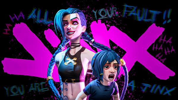 طرح دو شخصیت جینکس آرکین و پودر با تم گرافیتی برای پوستر