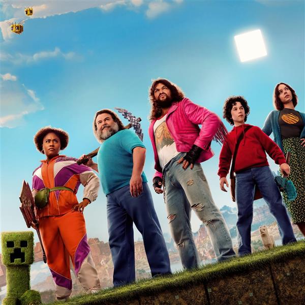 پوستر رسمی فیلم ماینکرافت با بازیگران و ماب‌ها برای دکوراسیون