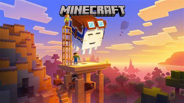 تصویر استیو و کاراکترها روی بلندی با روح ماینکرافت برای تابلو