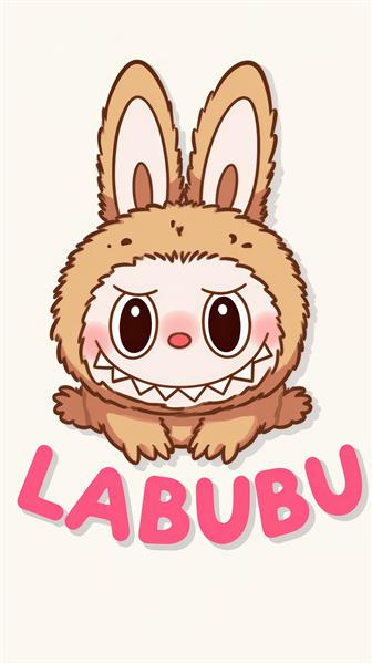 طرح ساده لبوبو قهوه‌ای مینیمال با قلم فانتزی برای چاپ روی ماگ