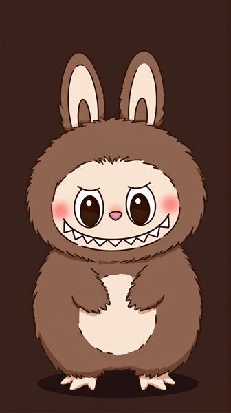 عکس لبوبو قهوه‌ای مینیمال با پس‌زمینه ساده برای پوستر دیواری عمودی