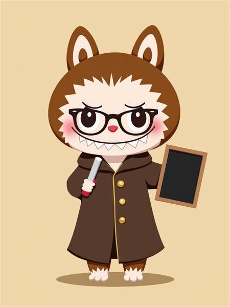 طرح کارتونی لبوبو معلم با تخته سیاه برای پوستر اتاق کودک