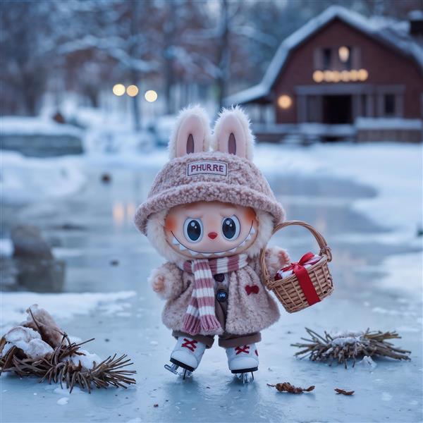 عکس لبوبو زمستانی کارتونی روی یخ برای پوستر دیواری اتاق کودک و نشیمن
