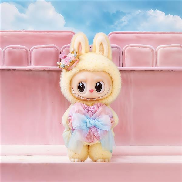 تصویر فانتزی لبوبو با لباس پرنسس و تاج صورتی برای پوستر کودک