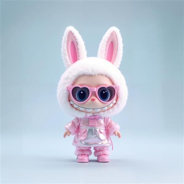 طرح فانتزی لبوبو با لباس صورتی براق برای چاپ روی ماگ و کوسن