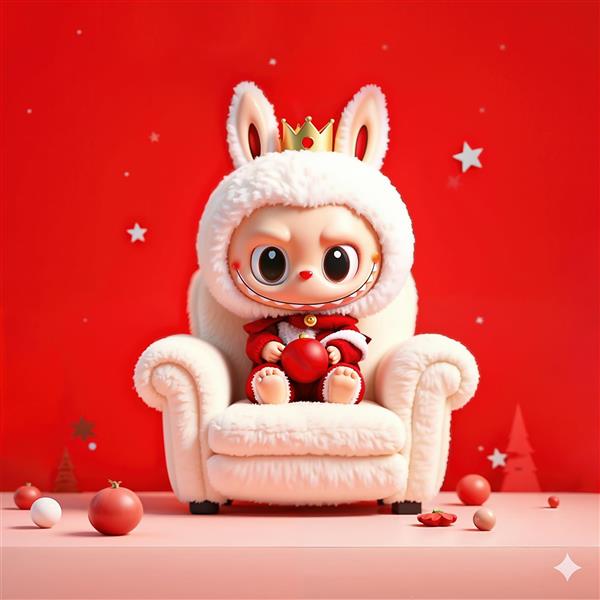 طرح فانتزی لبوبو پادشاه با قلب قرمز برای پوستر دیواری ولنتاین