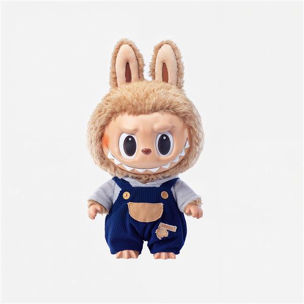 طرح ساده لبوبو با لباس سرهمی جین آبی برای چاپ روتختی کودک