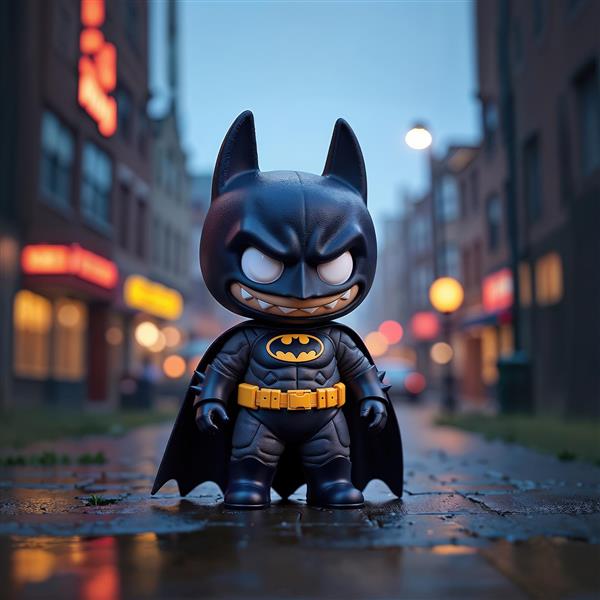 طرح فانتزی لبوبو با لباس بتمن برای تابلو دکوراتیو اتاق پسرانه