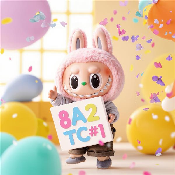 طرح لبوبو در جشن شاد با بادکنک و کاغذ رنگی برای پوستر و روتختی