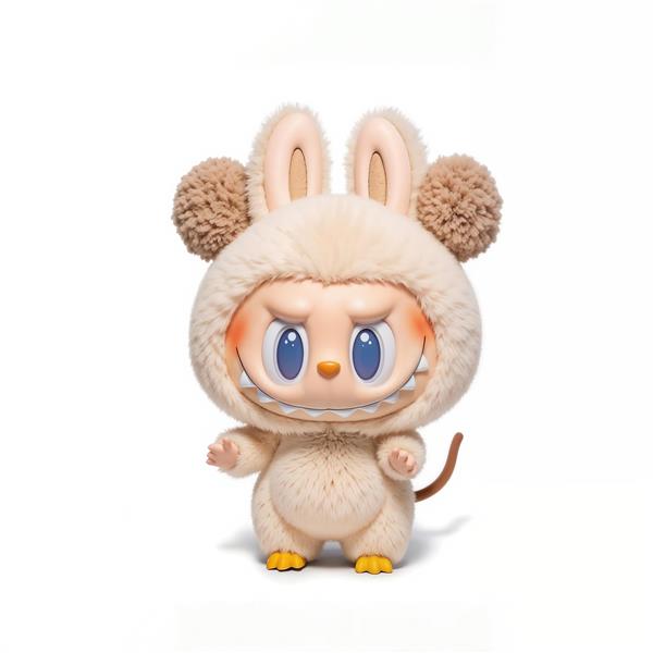 عکس لبوبو با گوش موشی پشمالو زمینه سفید برای چاپ روی قاب گوشی