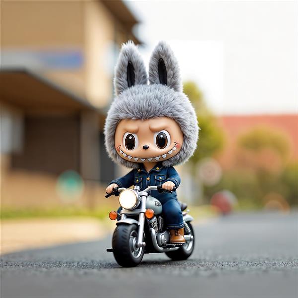 عکس لبوبو خاکستری روی موتور سیکلت باکیفیت برای اتاق نوجوان