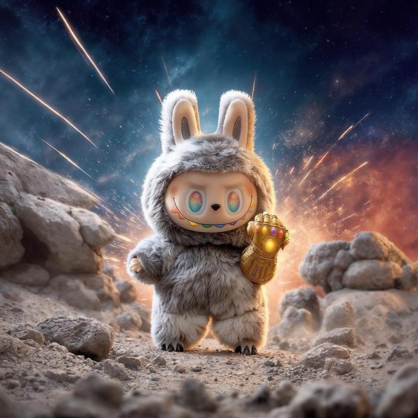 تصویر لبوبو قهرمان فضایی با دستکش تانوس برای پوستر و تابلو سه‌بعدی