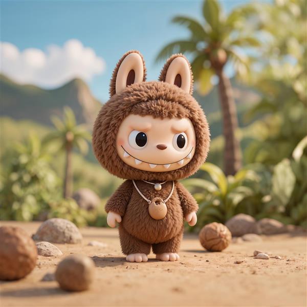 تصویر لبوبو با لباس قهوه‌ای در جنگل گرمسیری برای پوستر دیواری دکوراتیو