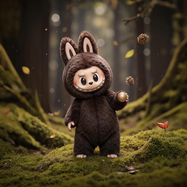 تصویر لبوبو در جنگل خزه و تاریک پاییزی برای چاپ روی پرده و پوستر دکوراتیو